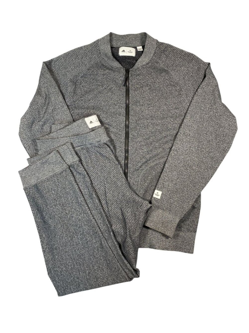 Adidas X Reigning Champ Mens Grey Knit Full-Zip Jacket & Pants Set Hoodie